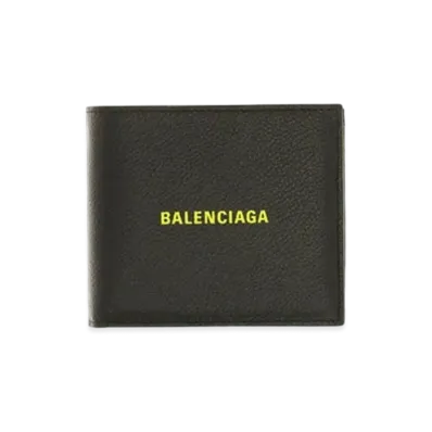 BALENCIAGA Cash Square Folded Coin Wallet "Black/Yellow"