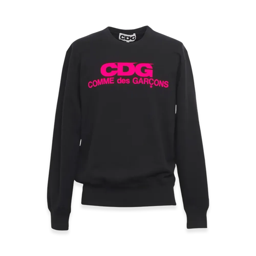 COMME des GARCONS CDG Crew Neck Sweatshirt (Pink Logo) "Black"