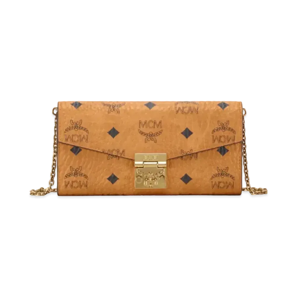 MCM Tracy Crossbody Wallet in Visetos "Cognac"