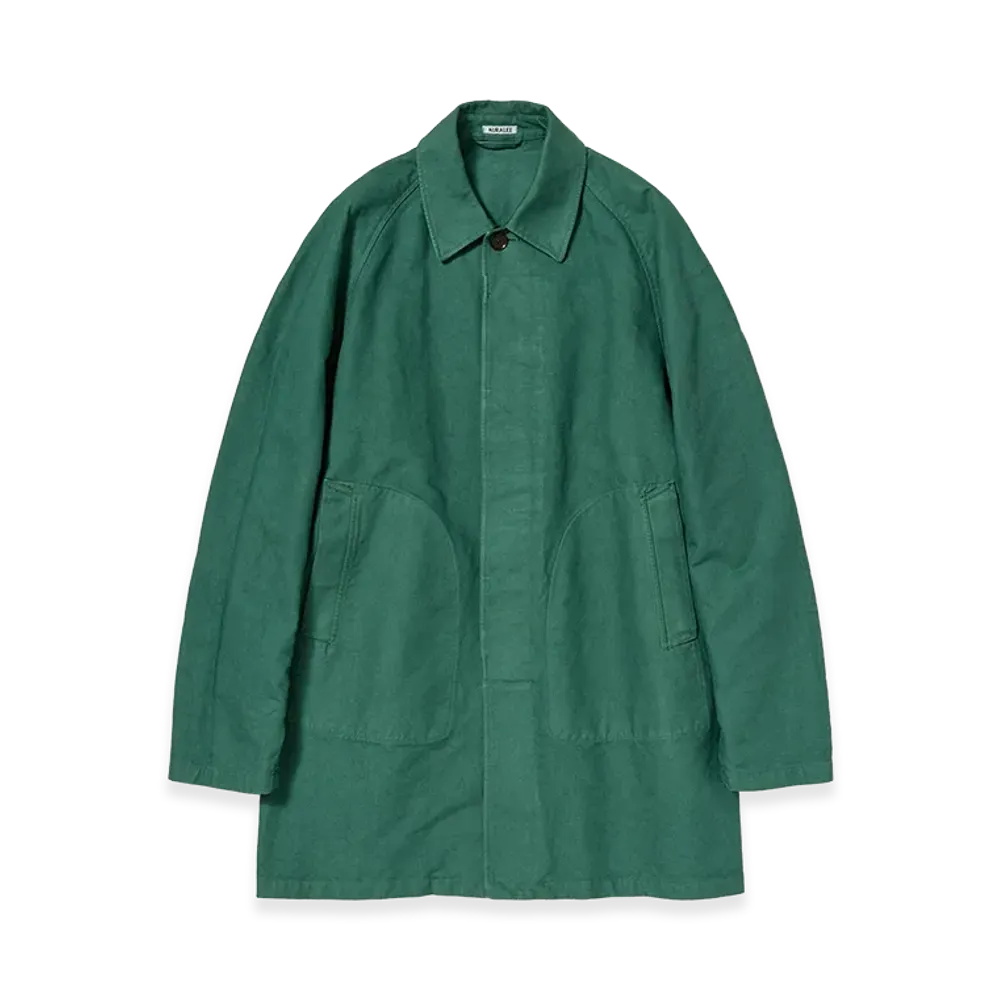 AURALEE Garment-Dyed Organic Cotton Heavy Twill Short Coat "Forest Green"