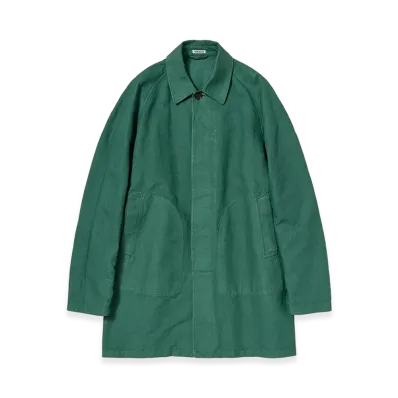 AURALEE Garment-Dyed Organic Cotton Heavy Twill Short Coat "Forest Green"