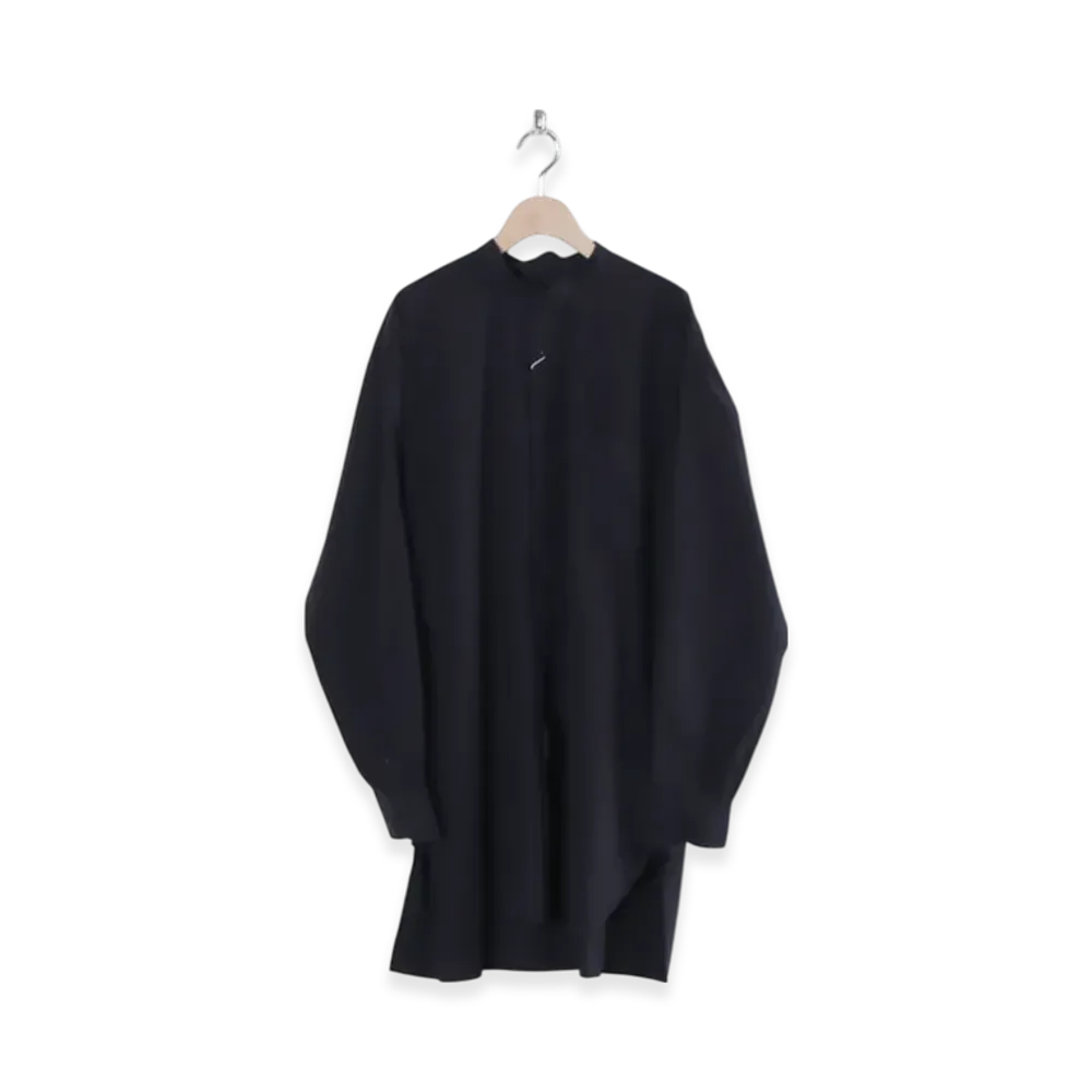 COMOLI Band Collar Shirt "Navy"