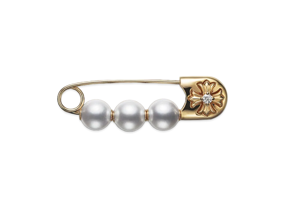 Chrome Hearts x MIKIMOTO 22K Pearl Small Safety Pin "White/Gold"