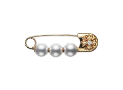 Chrome Hearts x MIKIMOTO 22K Pearl Small Safety Pin "White/Gold"