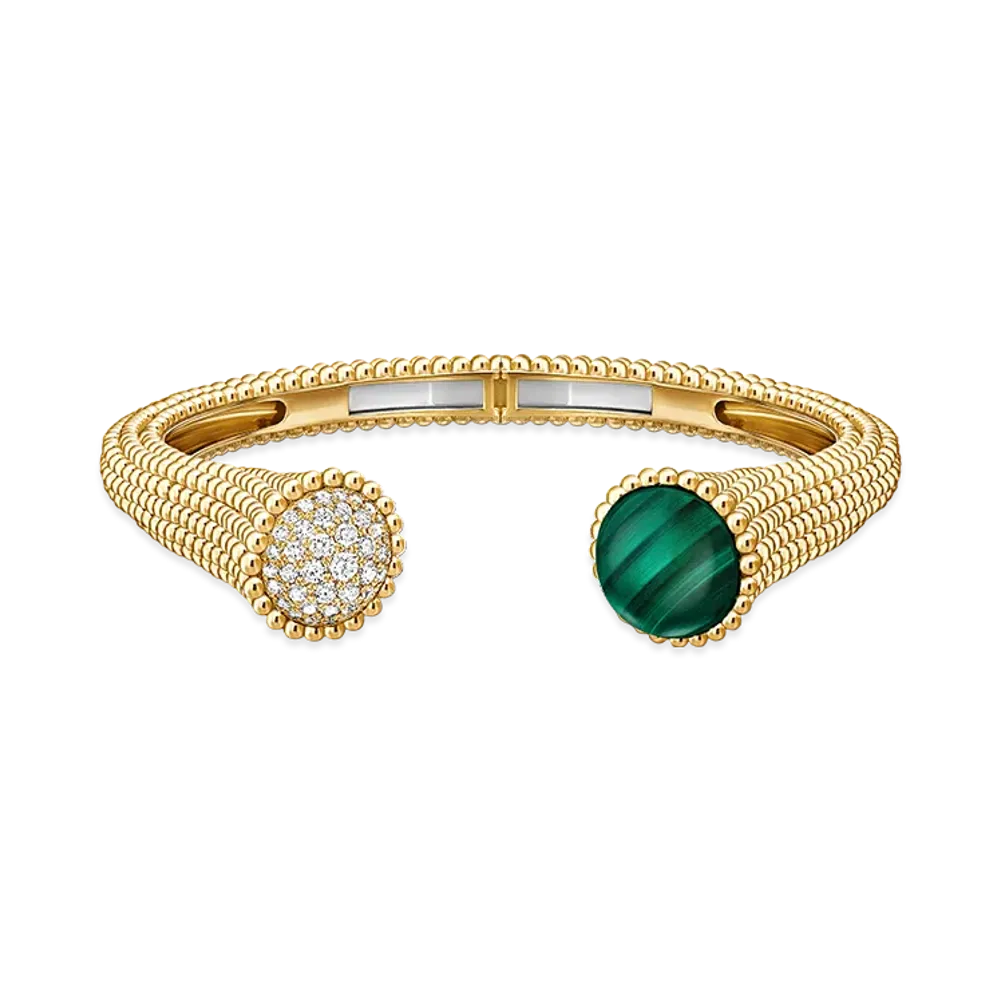 Van Cleef & Arpels Perlee couleurs bracelet medium model "18K Yellow gold/Diamond/Malachite"