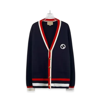 GUCCI Cardigan Interlocking G "Navy/White/Red"