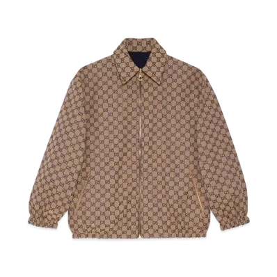 GUCCI GG Polyester Reversible Jacket "Blue/Beige"