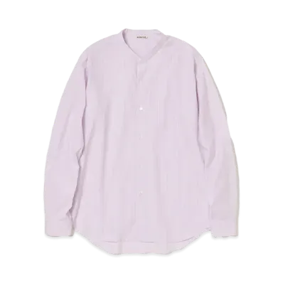 AURALEE SUVIN High Count Cloth Stripe Stand Collar Shirt "Light Purple"
