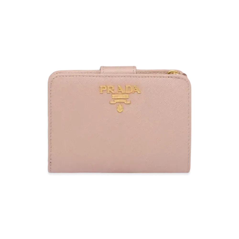 PRADA Small Saffiano Leather Wallet "Powder Pink/Fiery Red"