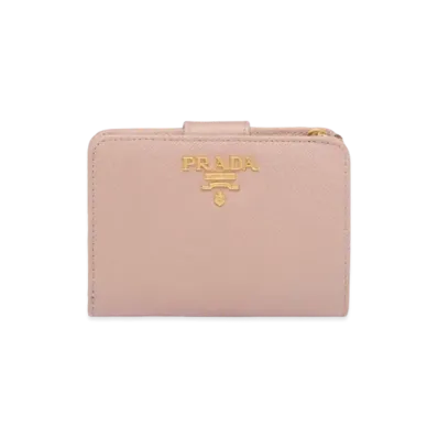 PRADA Small Saffiano Leather Wallet "Powder Pink/Fiery Red"