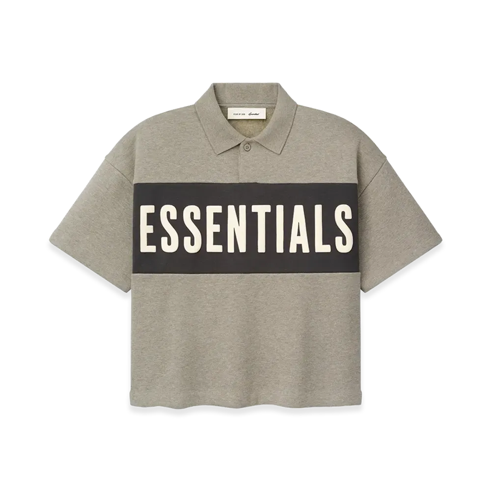 FEAR OF GOD ESSENTIALS Kids Cropped Polo "Seal Heather/Iron Grey"