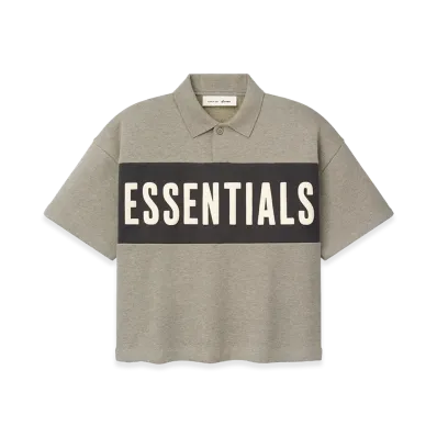 FEAR OF GOD ESSENTIALS Kids Cropped Polo "Seal Heather/Iron Grey"
