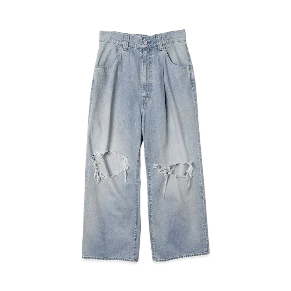 JieDa DAMAGE ONE TUCK WIDE STRAIGHT DENIM "INDIGO"
