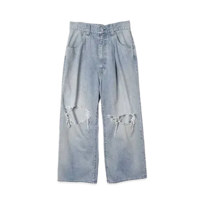 JieDa DAMAGE ONE TUCK WIDE STRAIGHT DENIM "INDIGO"