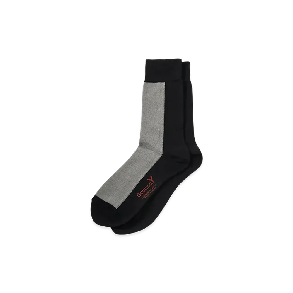 Ground Y Front And Back Two Color Socks "Black/Charcoal"