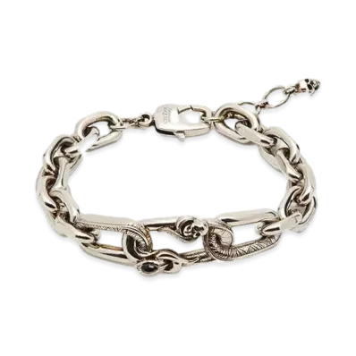 Alexander McQUEEN Snake & Skull Chain Bracelet "Antique Silver"