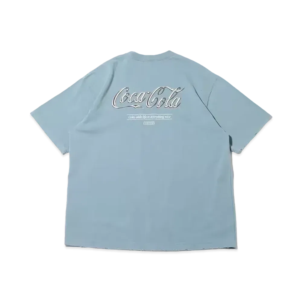 Coca-Cola x atmos Metallic Logo T-shirts "Navy"
