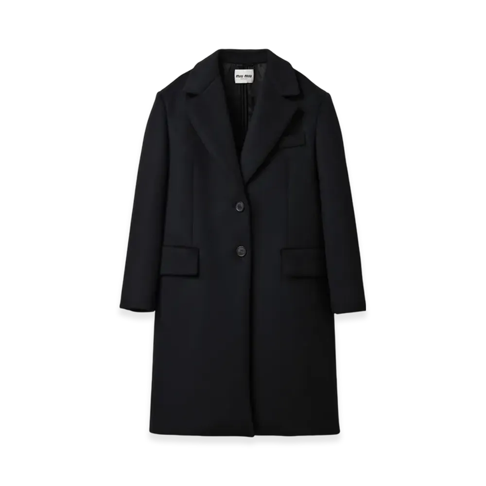 MIU MIU Women's Single Breasted Velour Coat "Black"