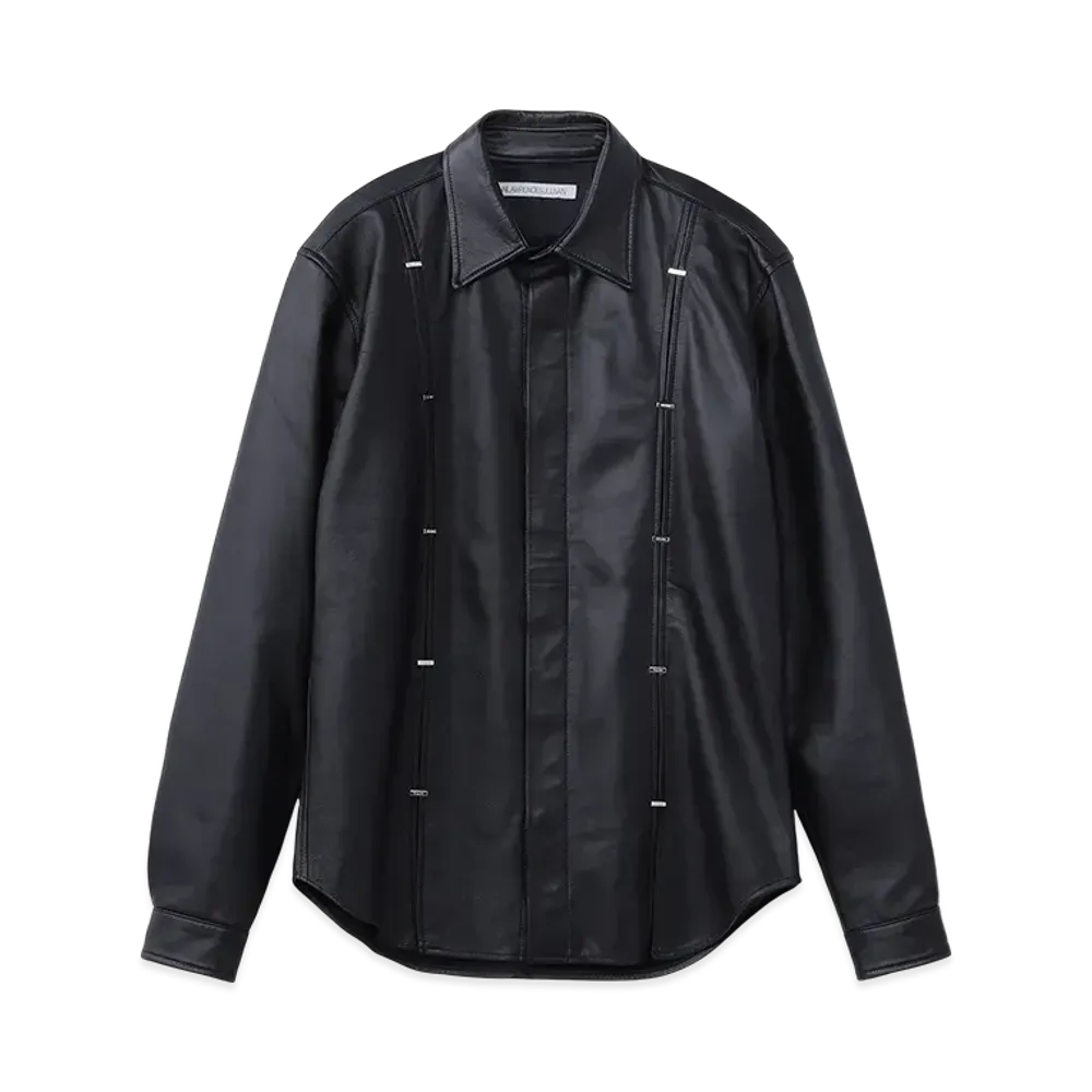 JOHN LAWRENCE SULLIVAN Leather Metal Line Shirt "Black"