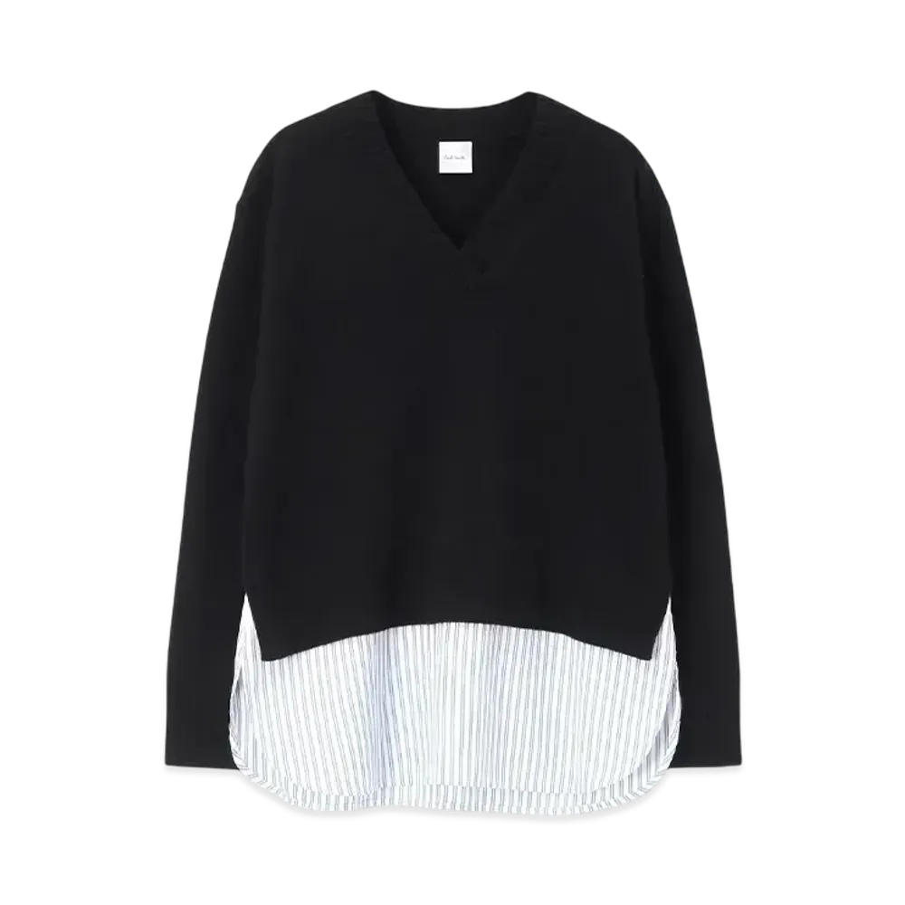 Paul Smith Women's shirt combination V-neck knit "Black"
