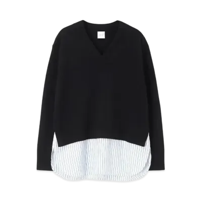 Paul Smith Women's shirt combination V-neck knit "Black"