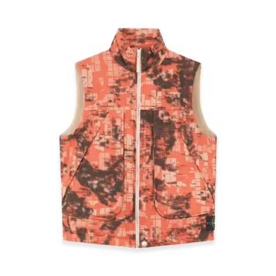 Stone Island G13E2 Camouflage Cotton Canvas Down Vest with Zipper and Anti-Drop - 24FW "Orange"