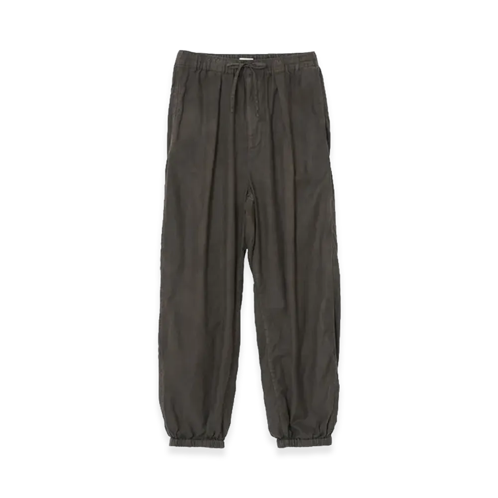 YOKE Cotton Silk Twill Garment-Dyed Easy Pants "Brown"