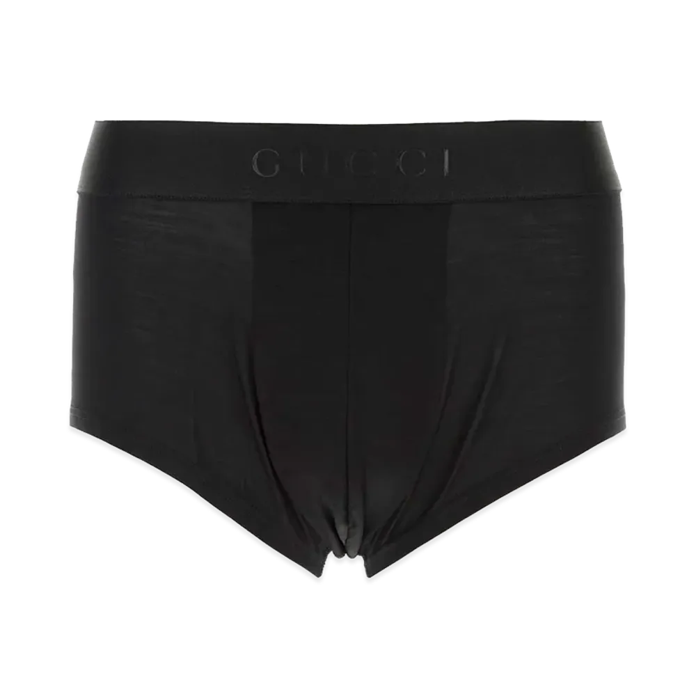 GUCCI Light Silk Jersey Trunks With Print "Black"