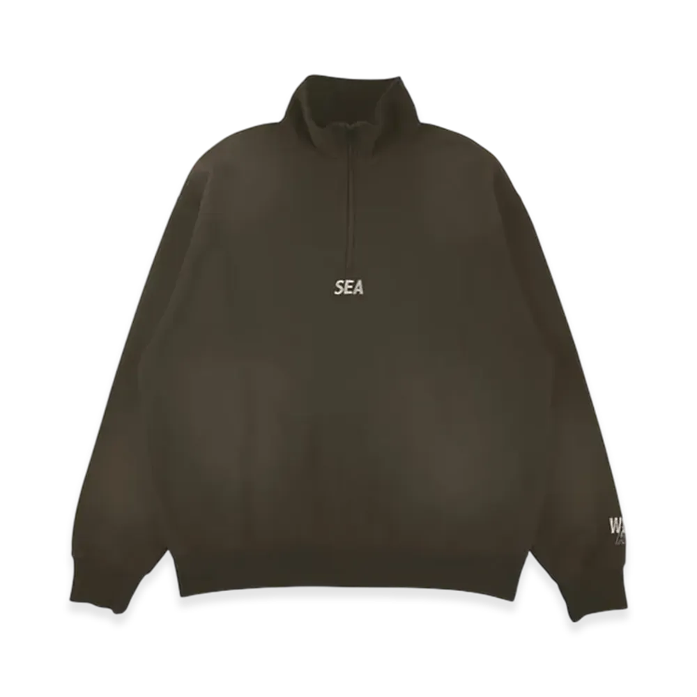 WIND AND SEA Sulfur Dyeing Logo Half Zip Sweatshirt "Brown"