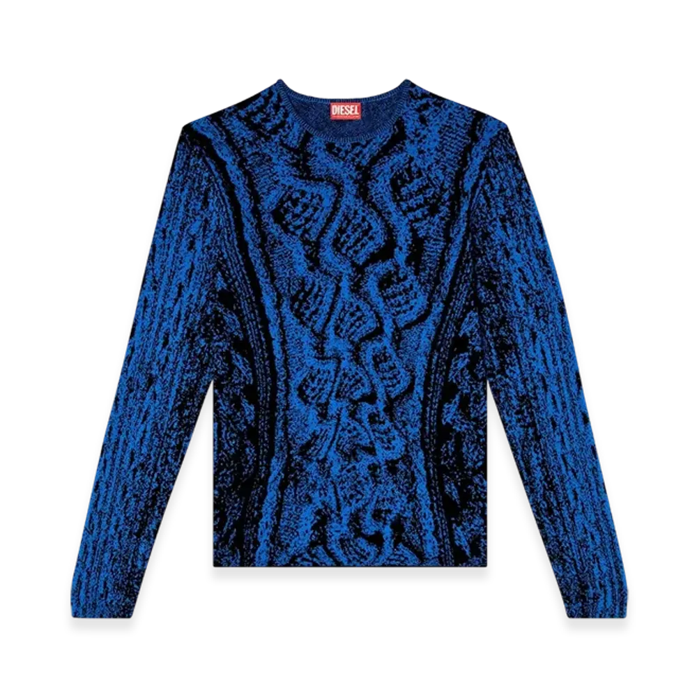 Diesel K-Mastice Cotton Jumper With Trompe LOeil Effect "Azure"
