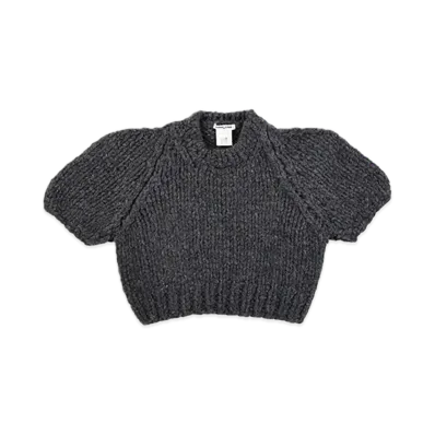 FUMIKA UCHIDA Hand Knitted Short Sleeve Sweater "Charcoal"