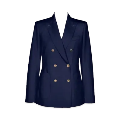 Max Mara Favola Virgin Wool Double-Breasted Jacket "Navy"