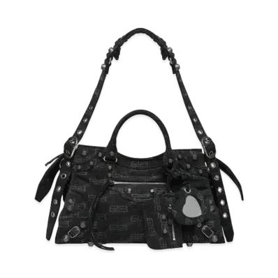 BALENCIAGA Neo Cagole City Handbag BB Monogram Denim "Black"