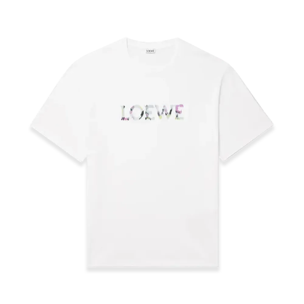 LOEWE Logo Embroidered Cotton Jersey T-Shirt "White"