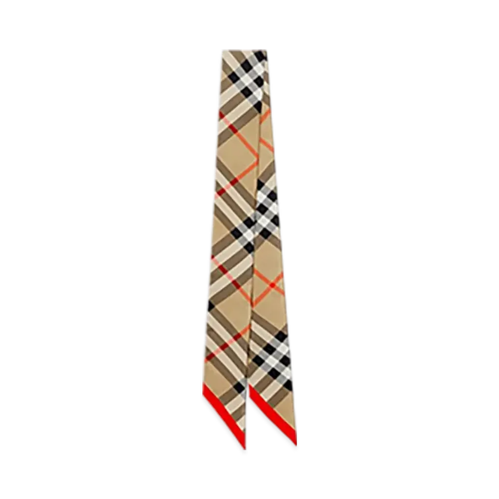 Burberry Skinny Check Silk Scarf "Sand"