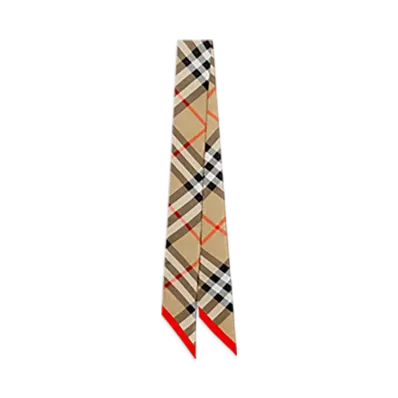 Burberry Skinny Check Silk Scarf "Sand"