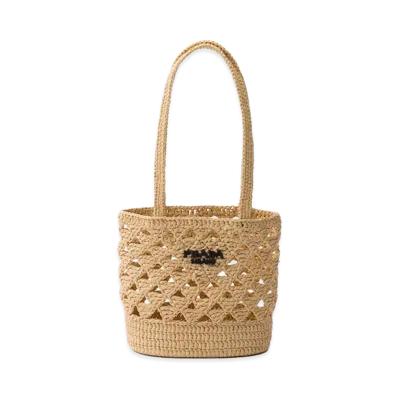 PRADA Women's Crochet Logo Handbag "Beige"