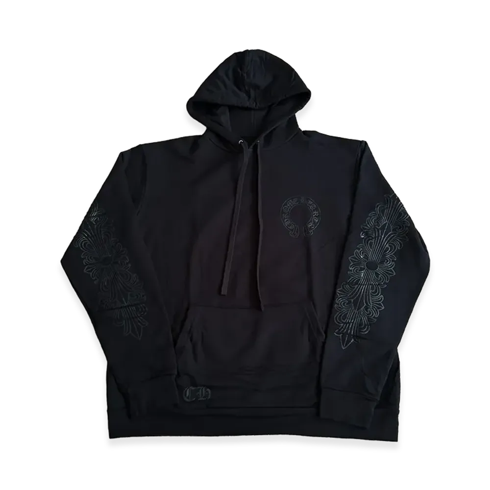 Chrome Hearts Pullover Horseshoe Floral Cross Hoodie "Black/Black"