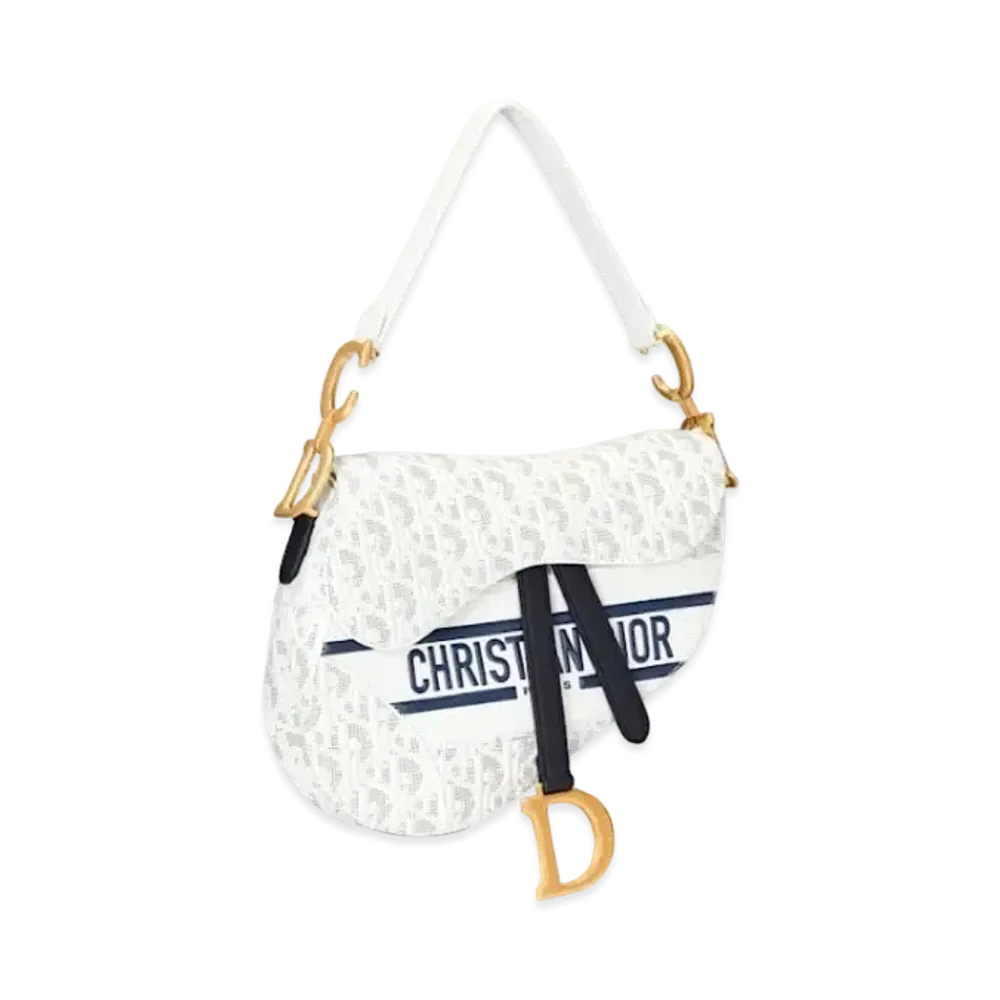 Dior Saddle Bags Oblique Perfolated Calfskin "White"