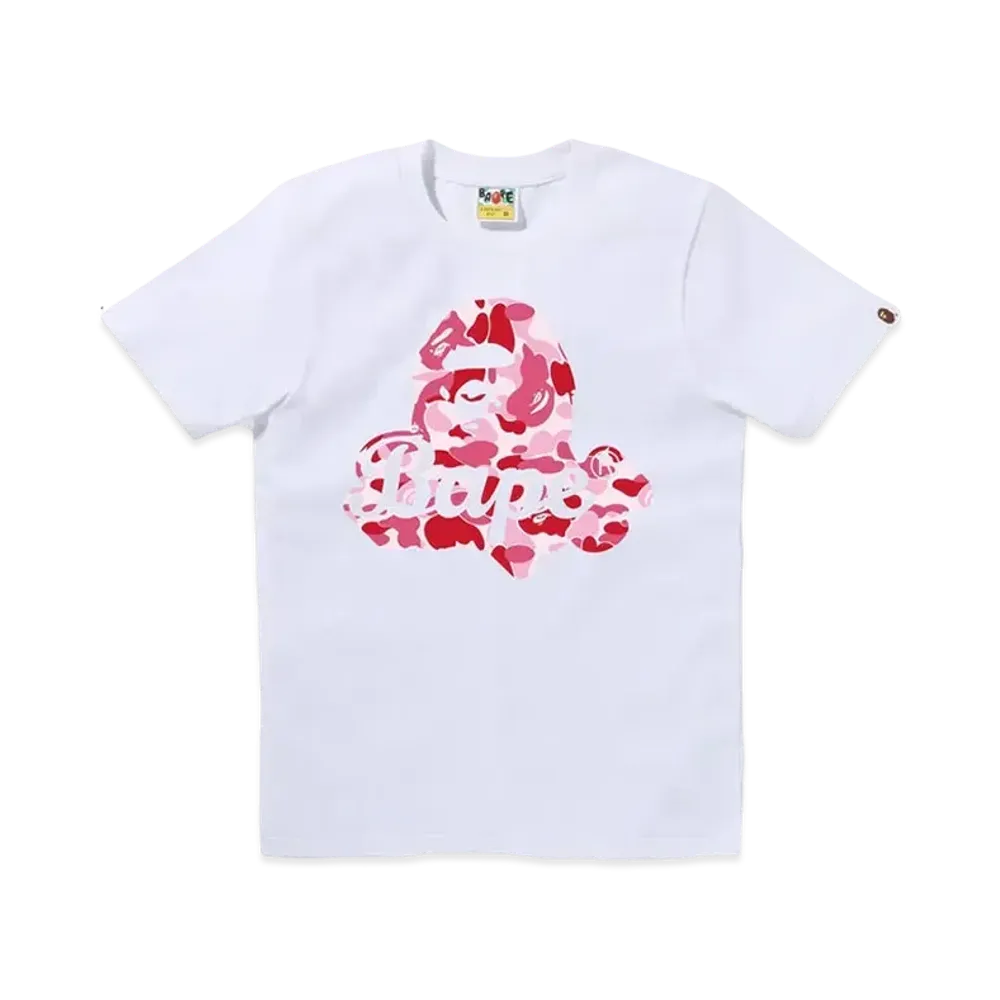A BATHING APE ABC Camo Ape Head Bape Tee "White/Pink"
