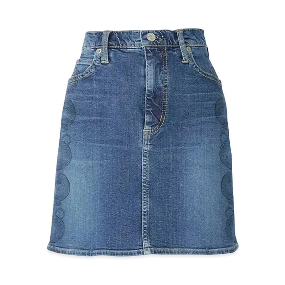 HYSTERIC GLAMOUR Snake Loop Tight Denim Skirt "Light Indigo Blue"