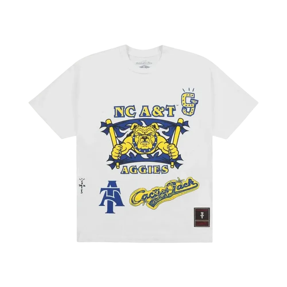 Travis Scott x M&N x NC A&T University Handdrawn Tee "White"