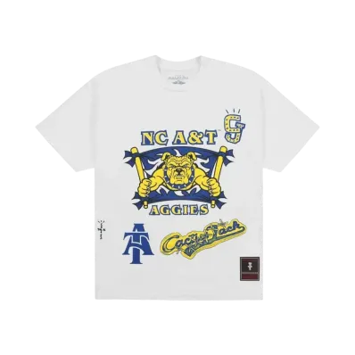 Travis Scott x M&N x NC A&T University Handdrawn Tee "White"