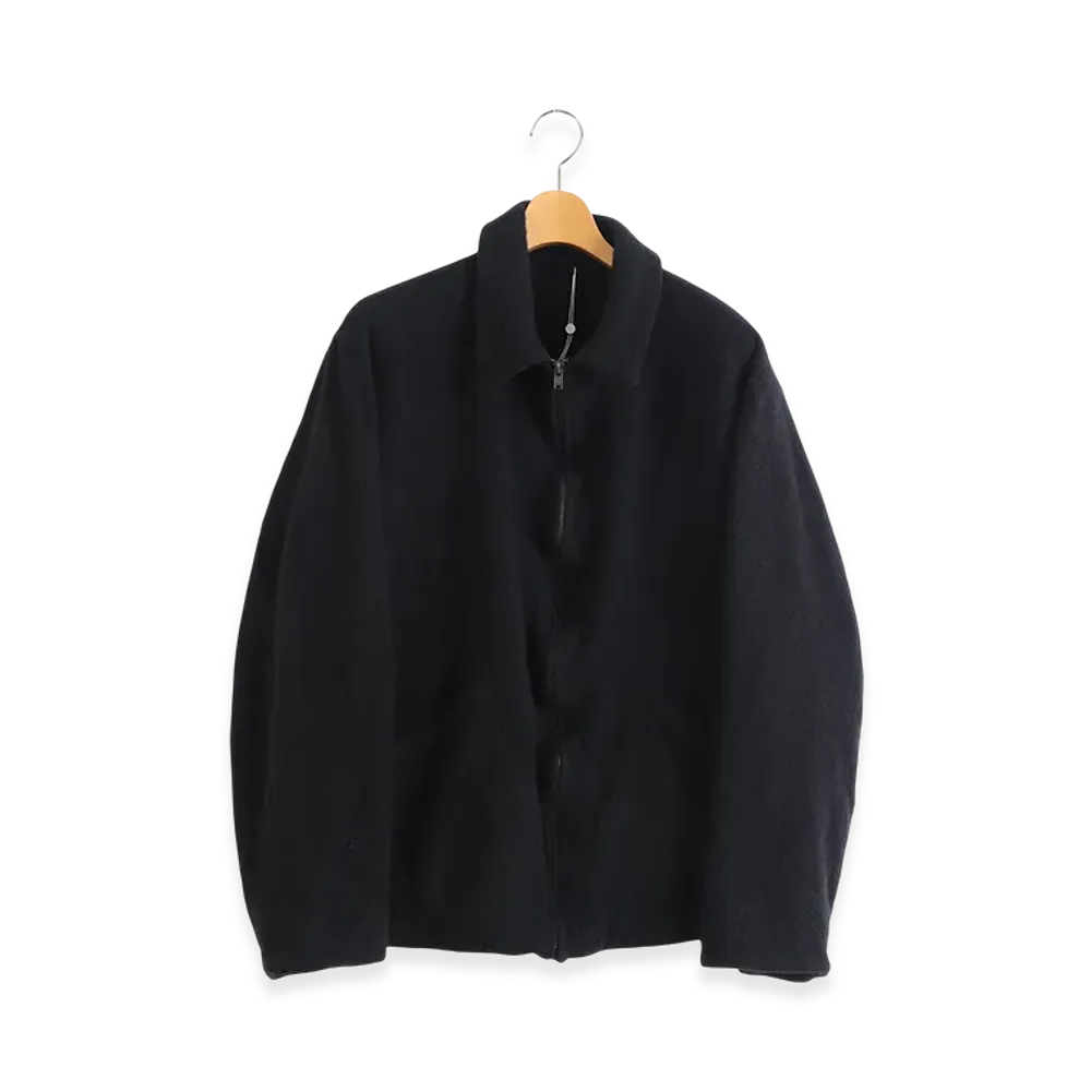 COMOLI Milled Wool Zip Short Jacket "Black"