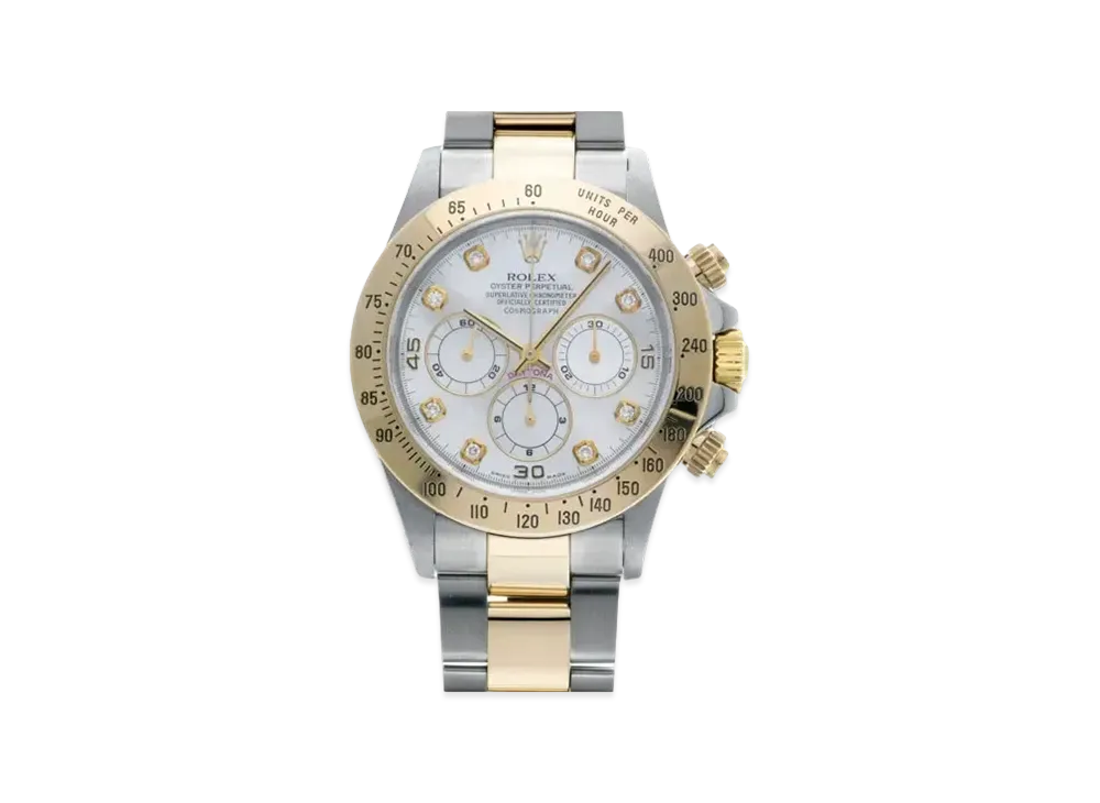 ROLEX Cosmograph Daytona 8P Diamonds "White Shell/Stainless Steel/Yellow Gold"
