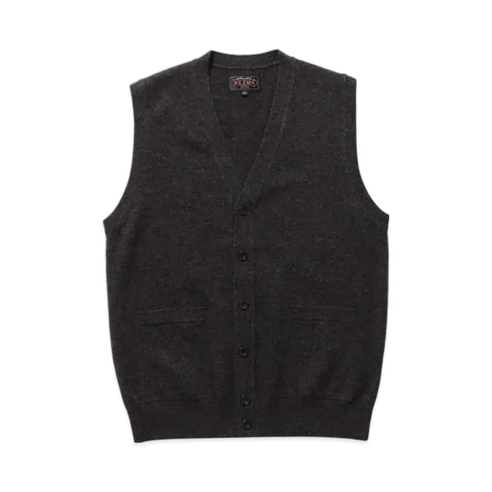 BEAMS Button Knit Vest Solid "Black"