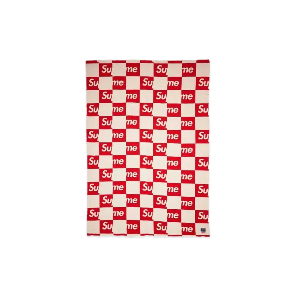 Supreme x Faribault Woolen Mill Checkerboard Wool Throw "Red"