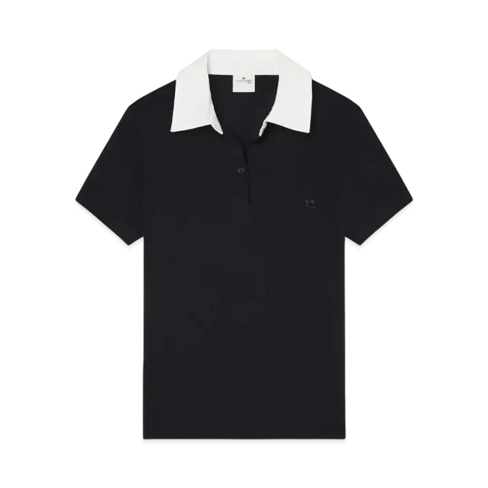 Courreges Contrasting Cotton Polo "Black/Heritage White"