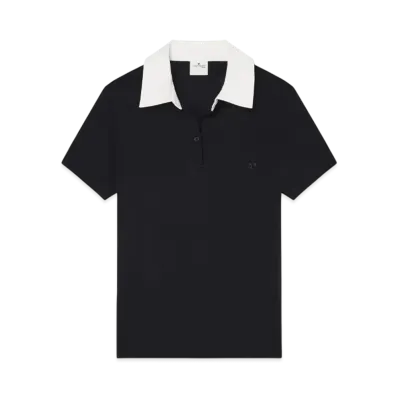 Courreges Contrasting Cotton Polo "Black/Heritage White"
