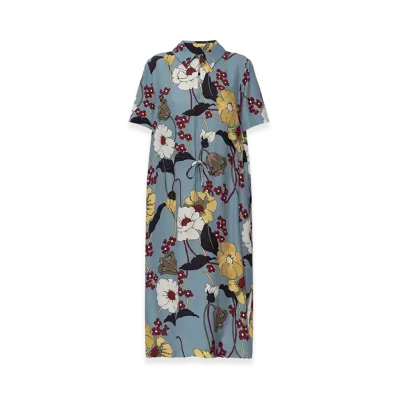 MARNI Women's Floral-Print V-Neck Midi Dress "Multi"